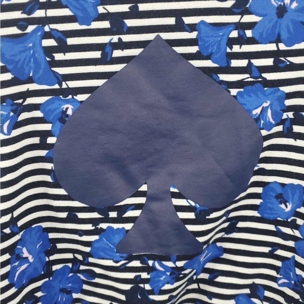 Kate Spade hibiscus blue and striped sweatshirt size small - Picture 4 of 6